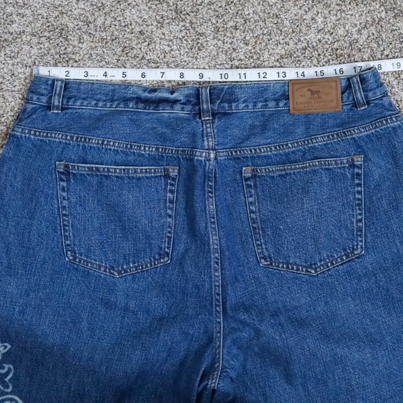 Lauren Ralph Lauren Jeans Women Plus 18W Blue Paisley Graphic Print Denim Y2K - Picture 4 of 9